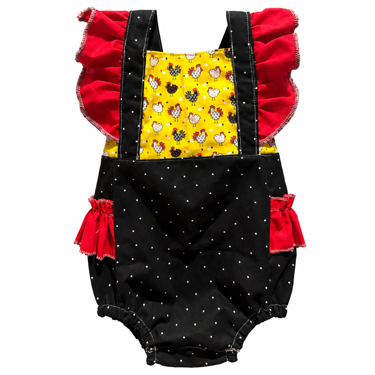 Flutter Romper w/ Tie Straps - Farmhouse Chick
