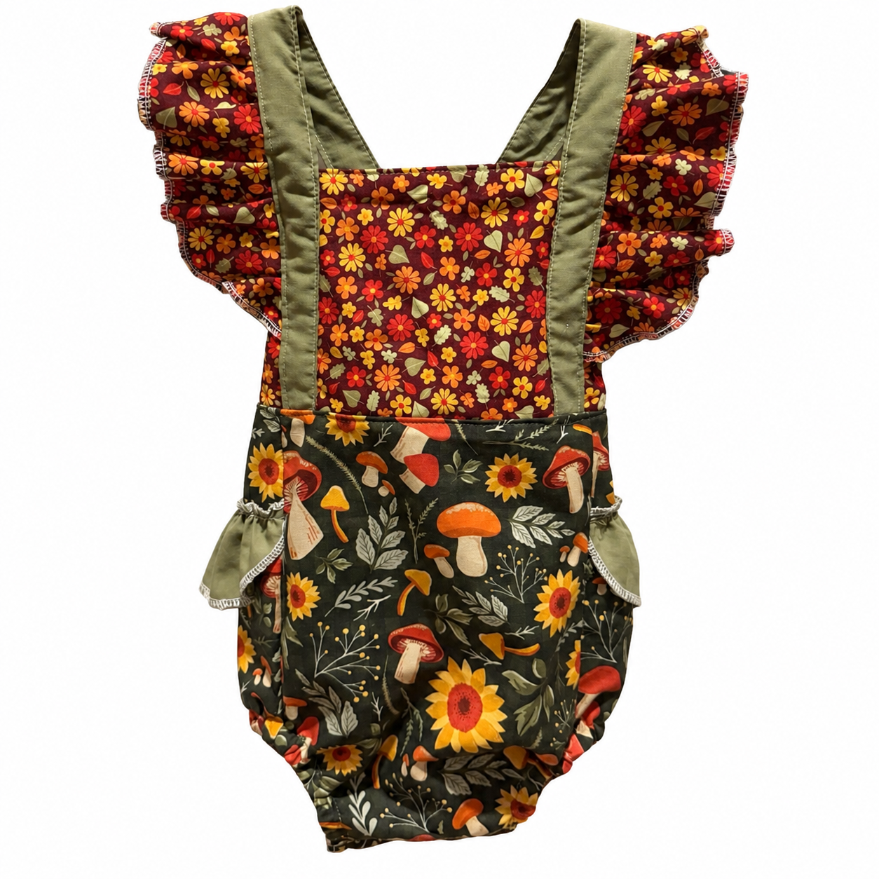 Flutter Romper w/ Tie Straps - Fairy Garden