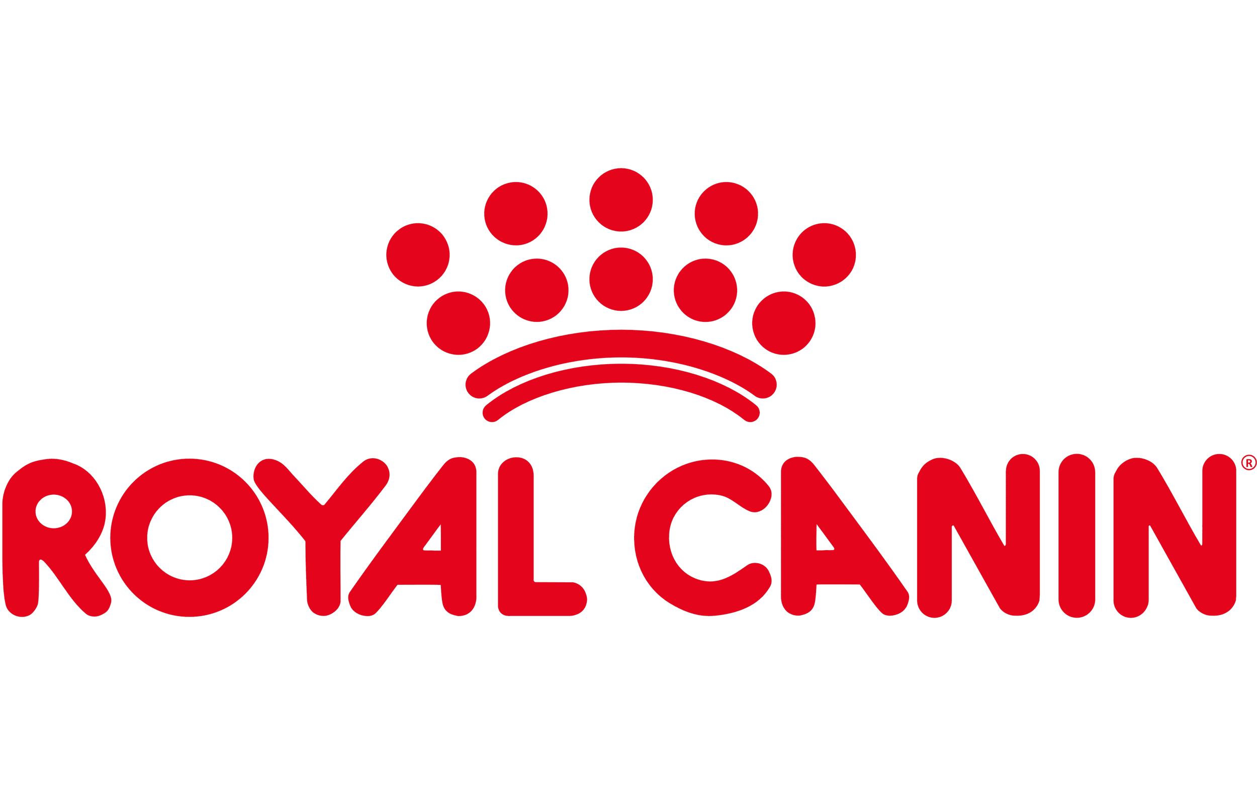 Royal Canin logo featuring a stylized crown made of red dots and the words "Royal Canin" in bold red letters.