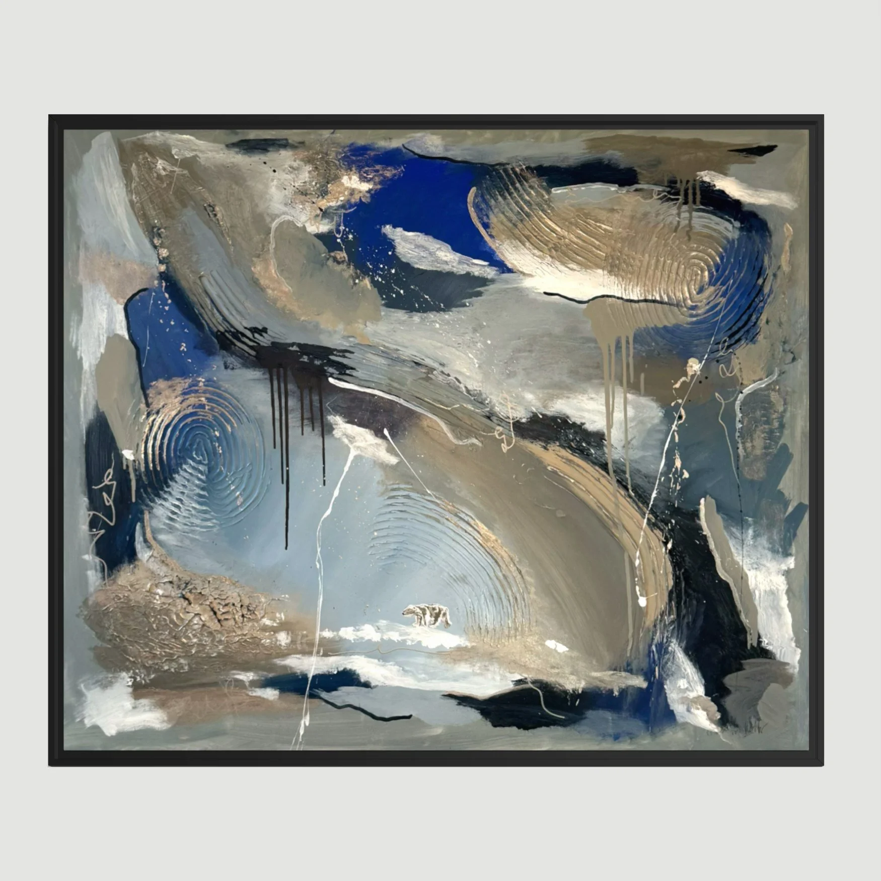Where the Ice Still Holds – original abstract painting blue grey by Sabrina Richter, series Seen and Unseen – abstraktes Originalgemälde, Acryl auf Leinwand, Kunst kaufen
