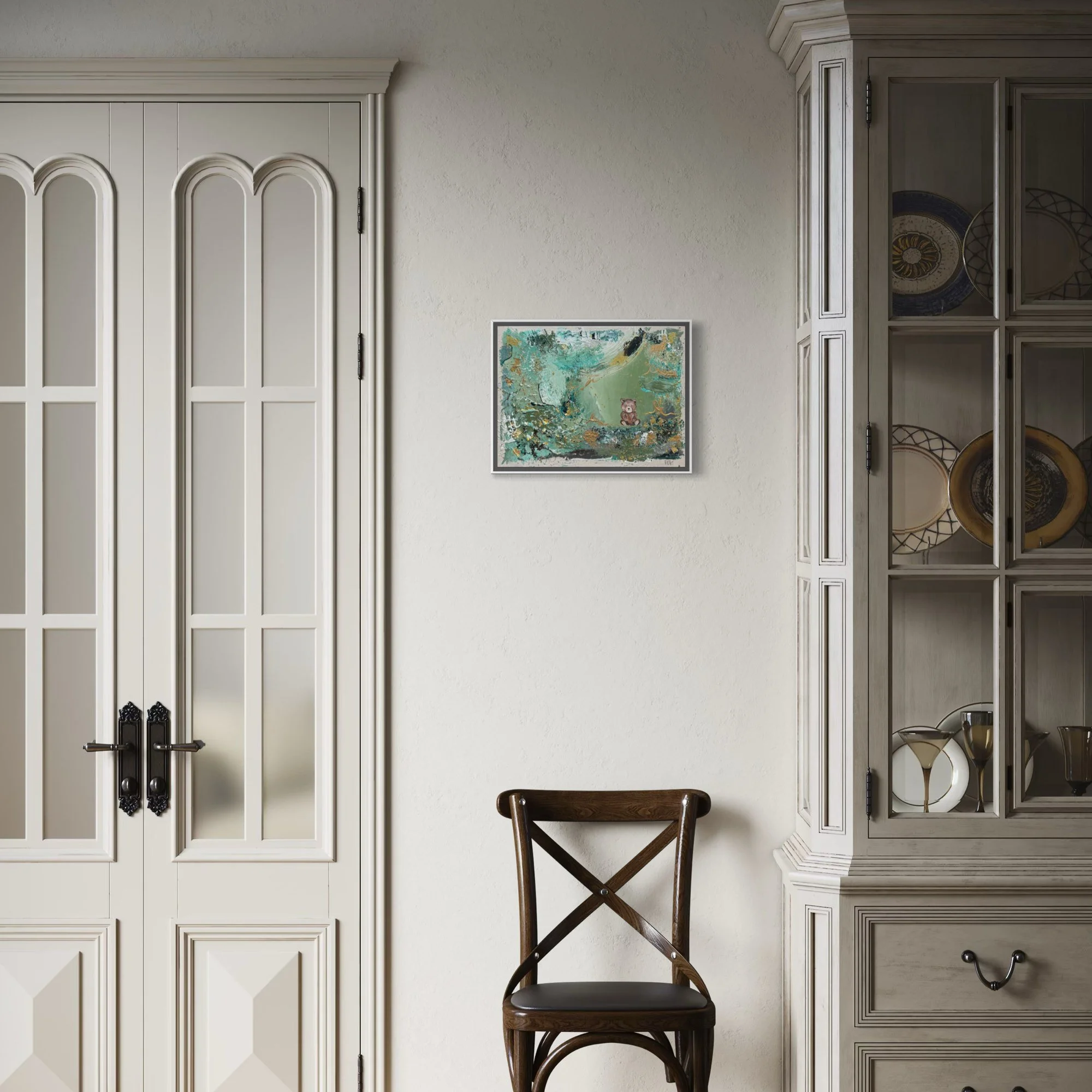 The Quiet Clearing – small wall art interior by Sabrina Richter, series Seen and Unseen – abstraktes Originalgemälde, Acryl auf Leinwand, Kunst kaufen