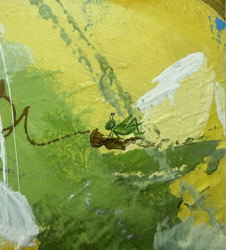 The Open Field – gold texture detail by Sabrina Richter, series Seen and Unseen – abstraktes Originalgemälde, Acryl auf Leinwand, Kunst kaufen