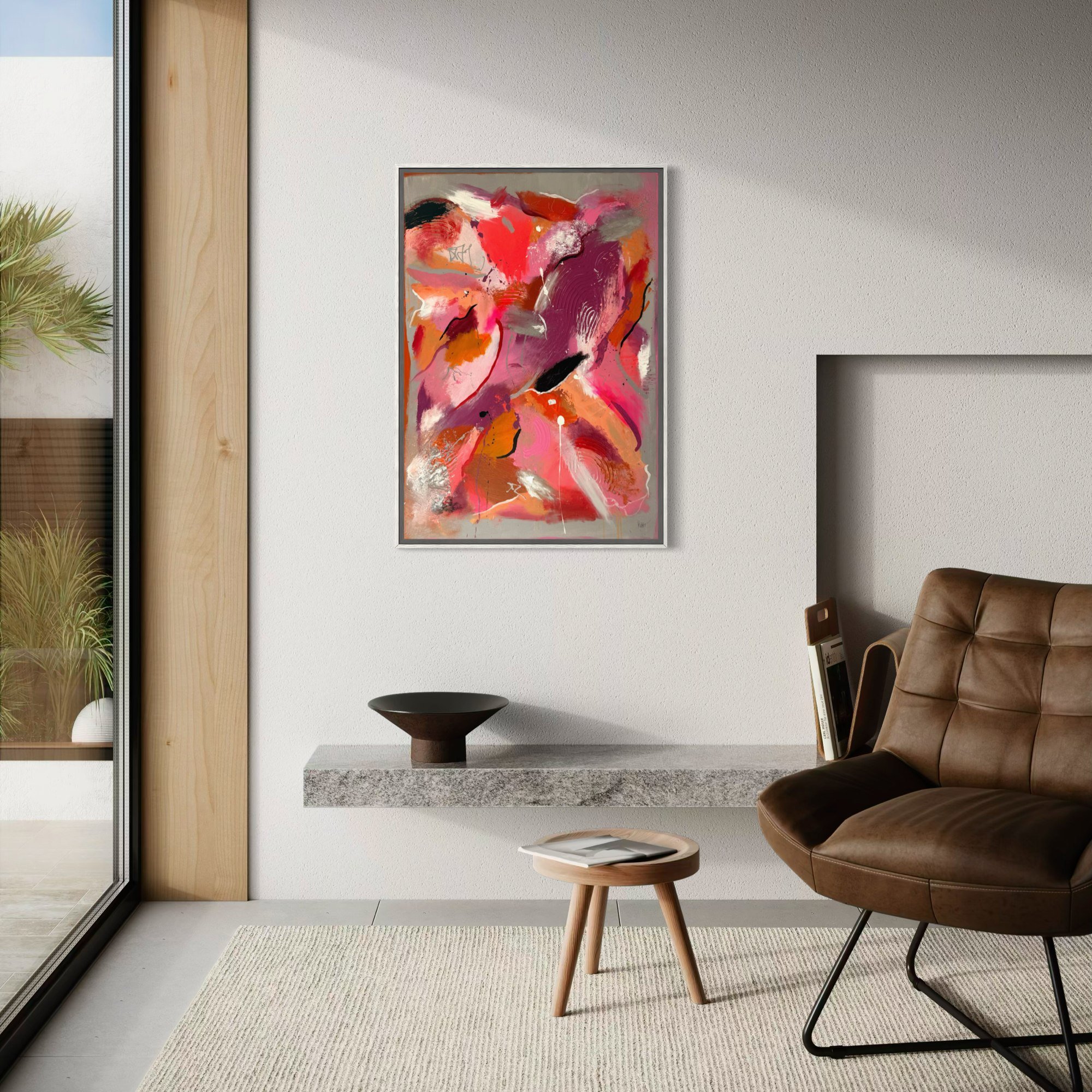 Pink Sunrise – wall art interior by Sabrina Richter, series Seen and Unseen – abstraktes Originalgemälde, Acryl auf Leinwand, Kunst kaufen