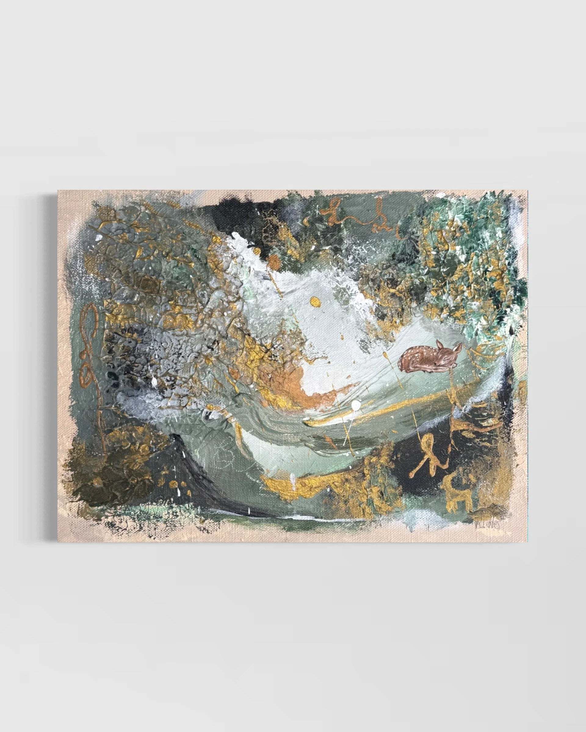 The Art of Awareness unframed canvas front view – abstract acrylic and oil pastel painting on deep Leinwand by Sabrina Richter