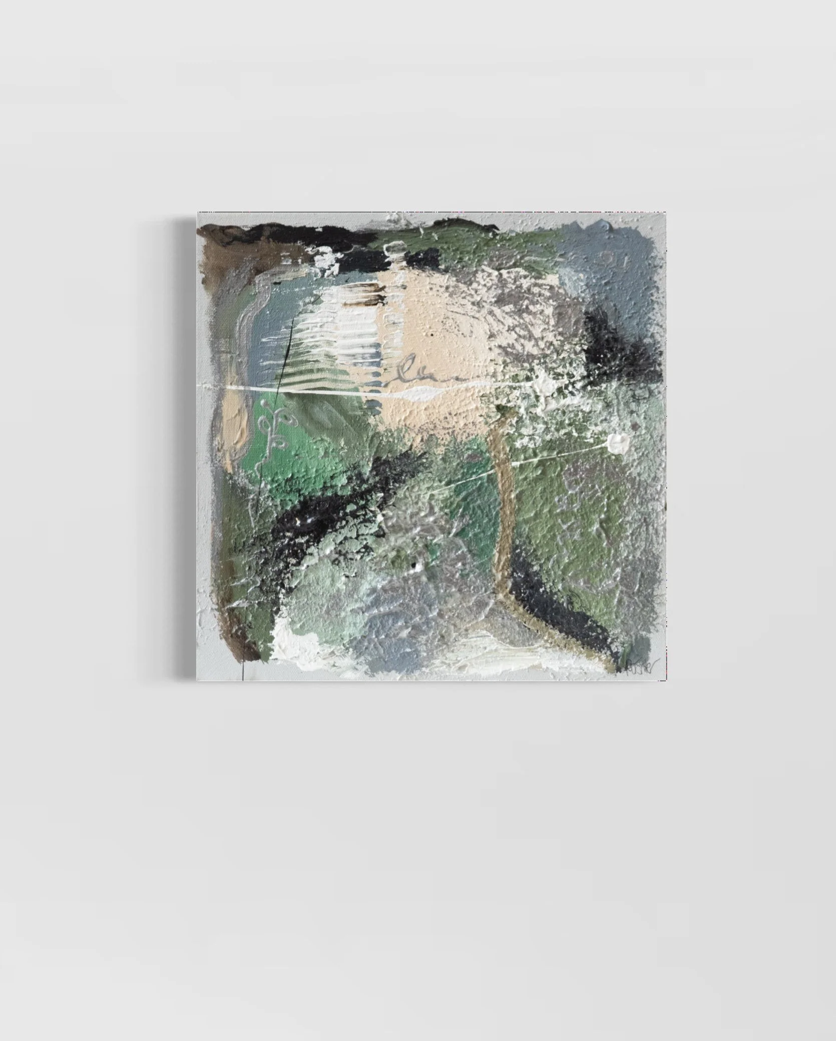 Give It Time unframed canvas front view – abstract acrylic and oil pastel painting on Leinwand by Sabrina Richter