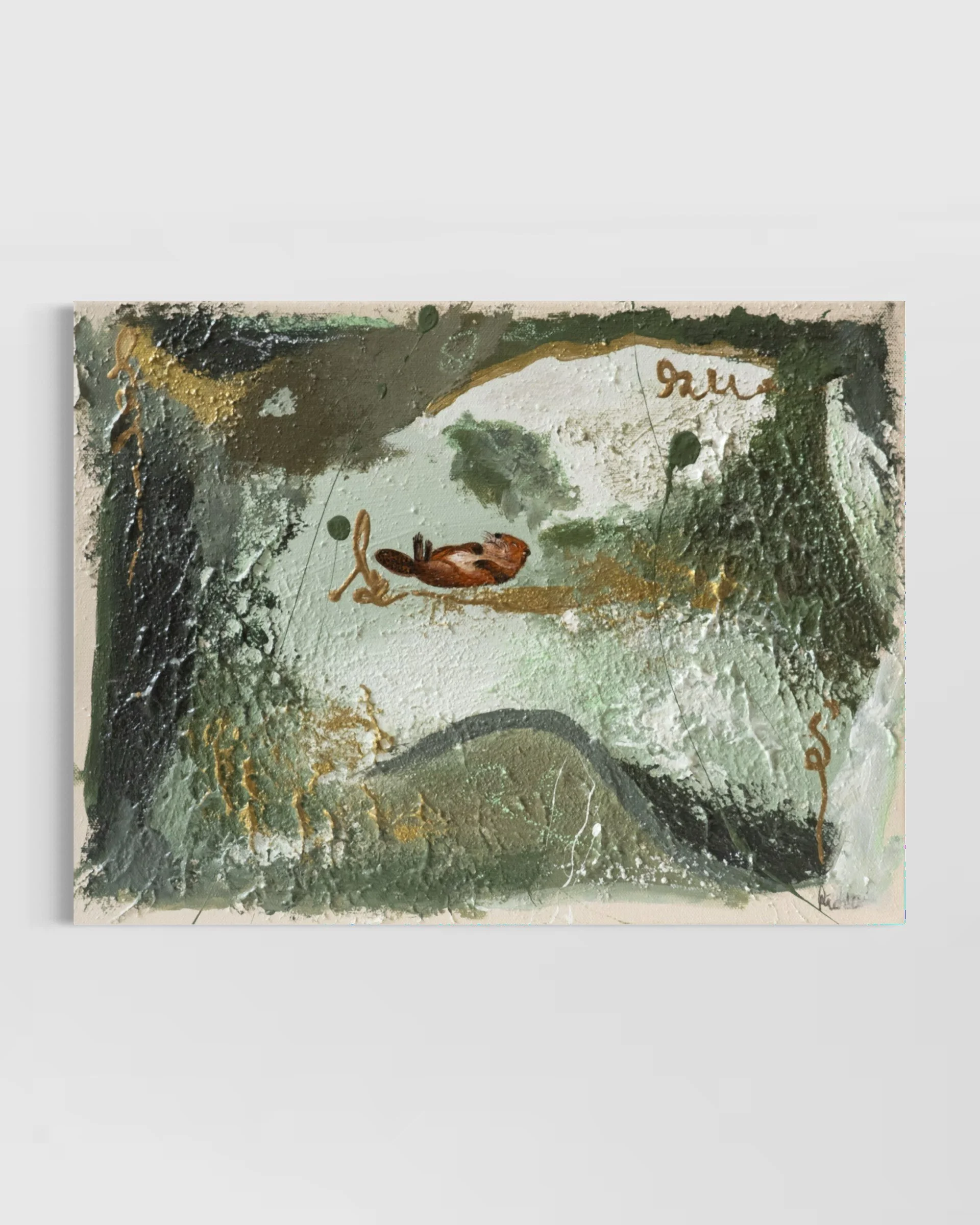 Rest Is Part of the Work unframed canvas front view – abstract acrylic and oil pastel painting on Leinwand by Sabrina Richter