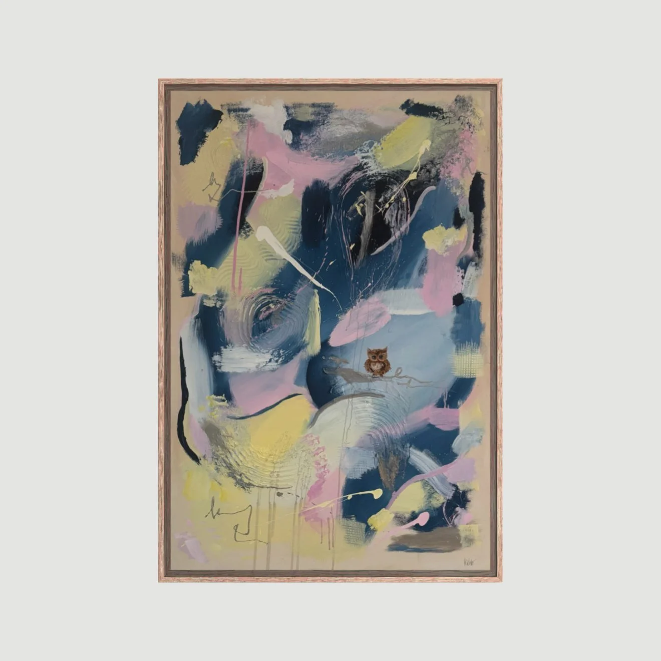 Cotton Candy Sky – original abstract painting blue pink yellow by Sabrina Richter, series Seen and Unseen – abstraktes Originalgemälde, Acryl auf Leinwand, Kunst kaufen