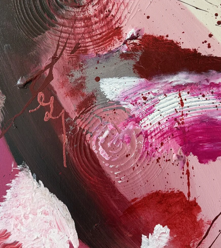 First Blush – texture detail by Sabrina Richter, series Seen and Unseen – abstraktes Originalgemälde, Acryl auf Leinwand, Kunst kaufen