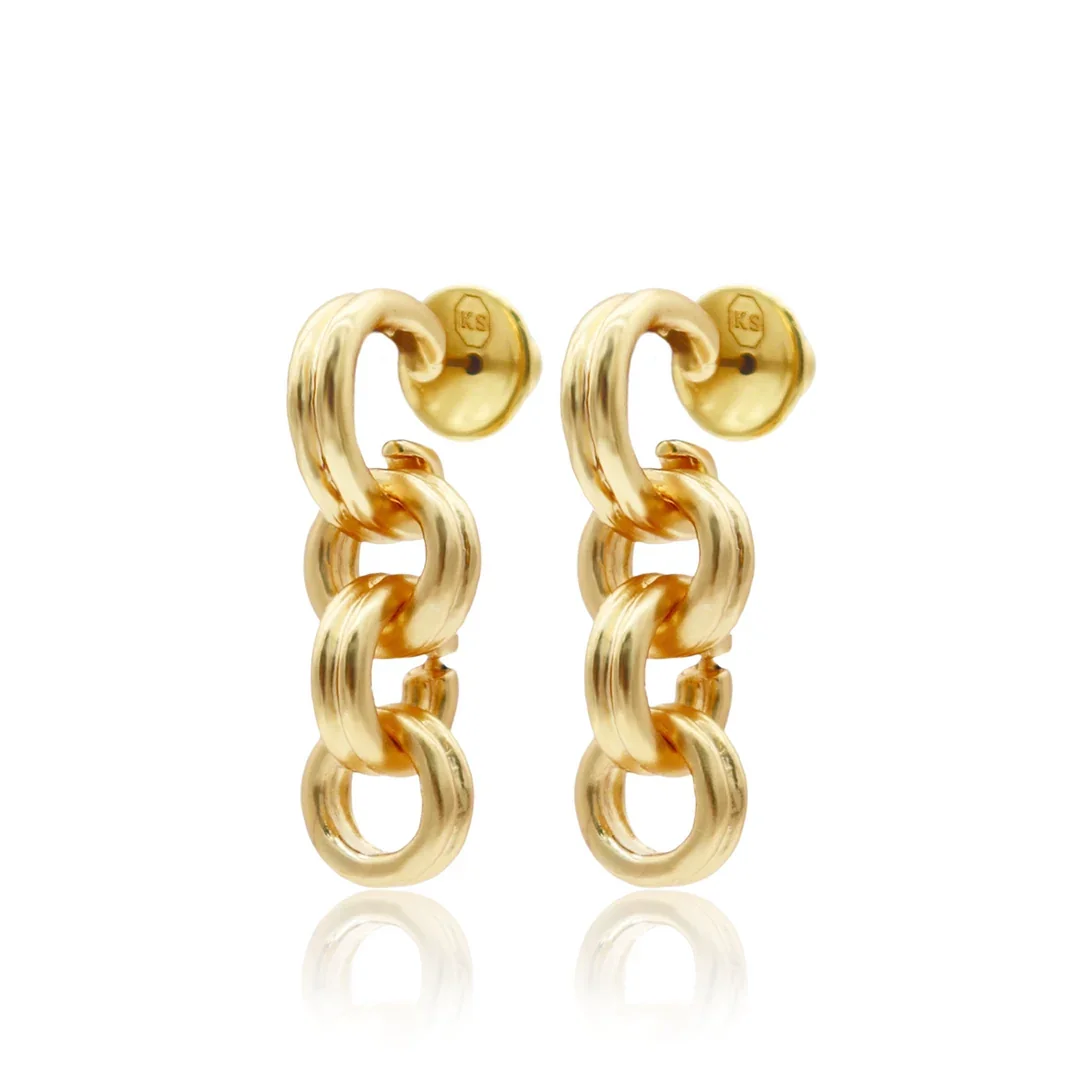 ROUNDED CHAIN DROP EARRINGS 24K PLATED