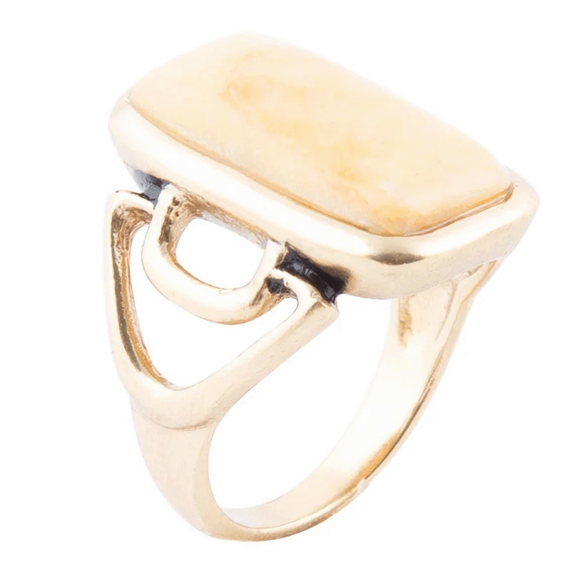 LUSTER YELLOW AGATE GOLDEN STATEMENT RING