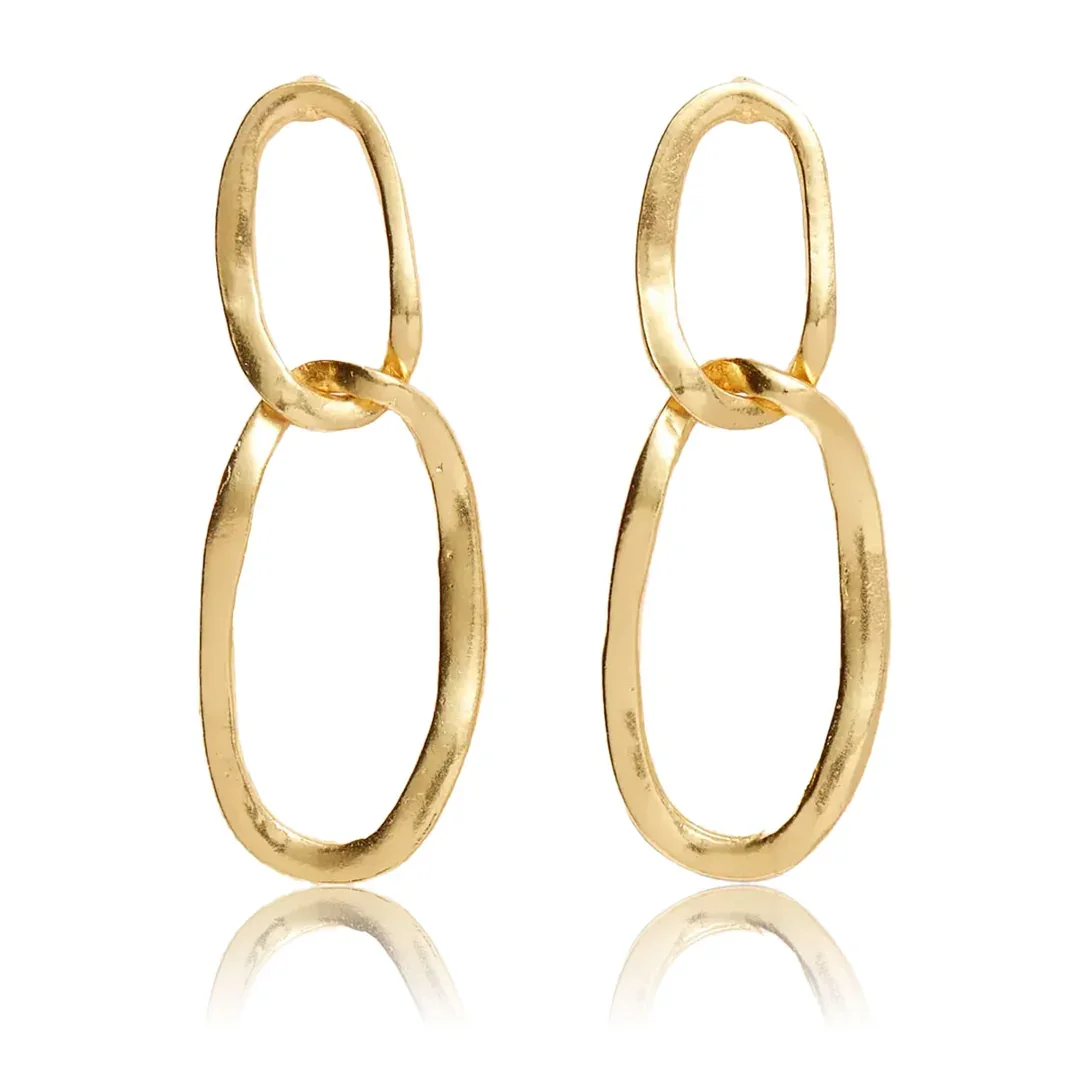 ELONGATED LINK DROP EARRINGS 24K