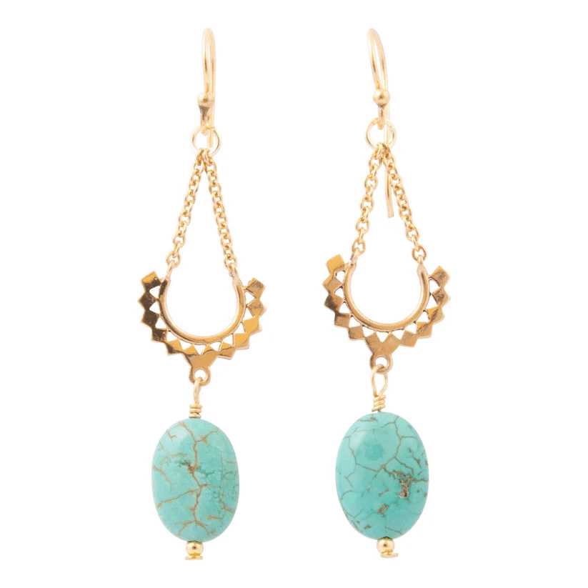 Blue Turquoise Golden Hammock Drop Earrings – Barse Jewelry-1.png