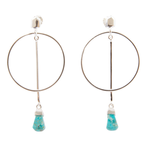 TURQUOISE TOUCH DOWN SILVER POST EARRINGS