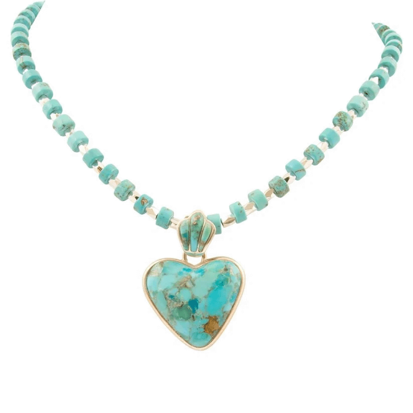 Blue Turquoise Heart Silver Pendant Necklace – Barse Jewelry-1.png