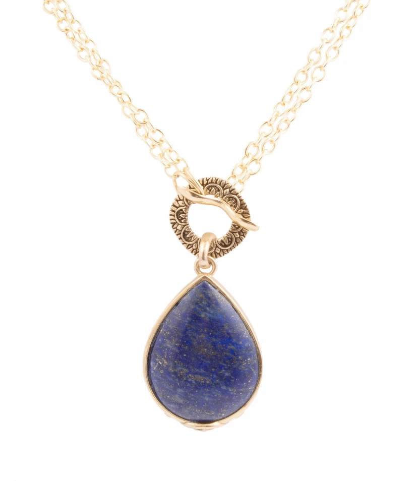 ABBY BLUE LAPIS GOLDEN PENDANT NECKLACE