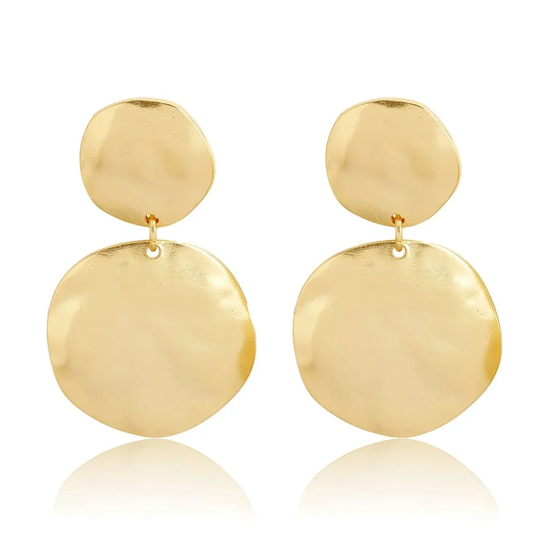 IRREGULAR DISCS STATMENT EARRINGS 24K GOLD PLATED MIX