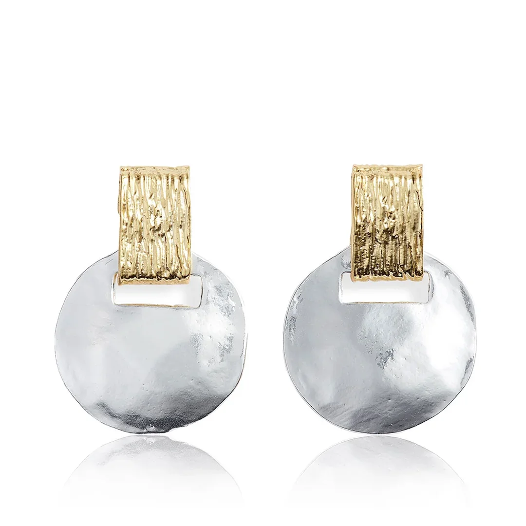 TWO TONE SHORT DROP EARRINGS 24K