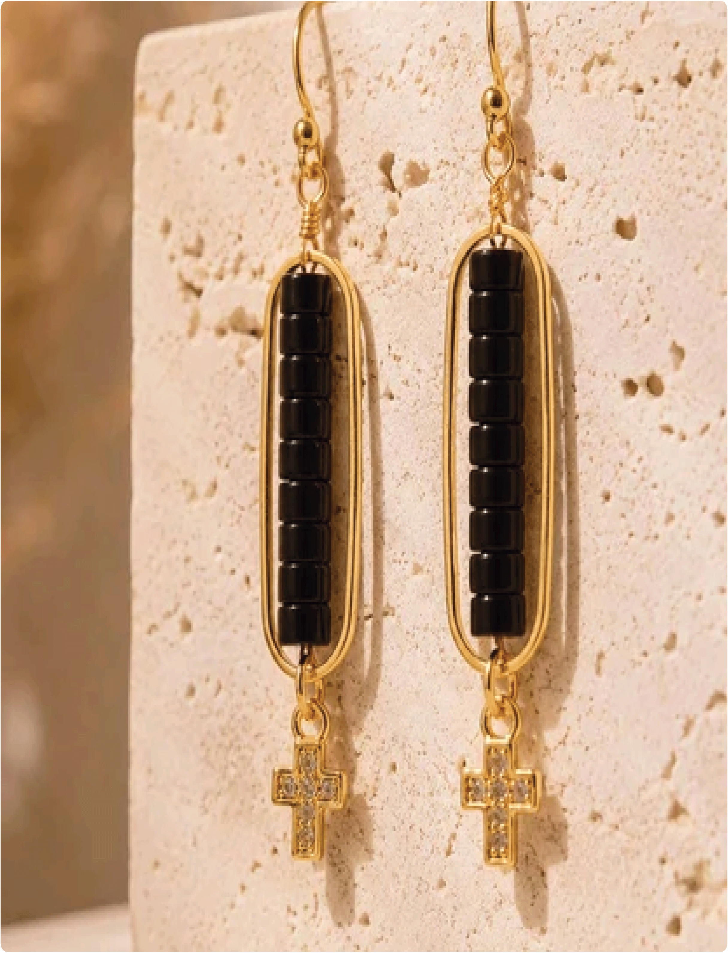 Black Onyx Golden Cross Drop Earrings – Barse Jewelry-4.png