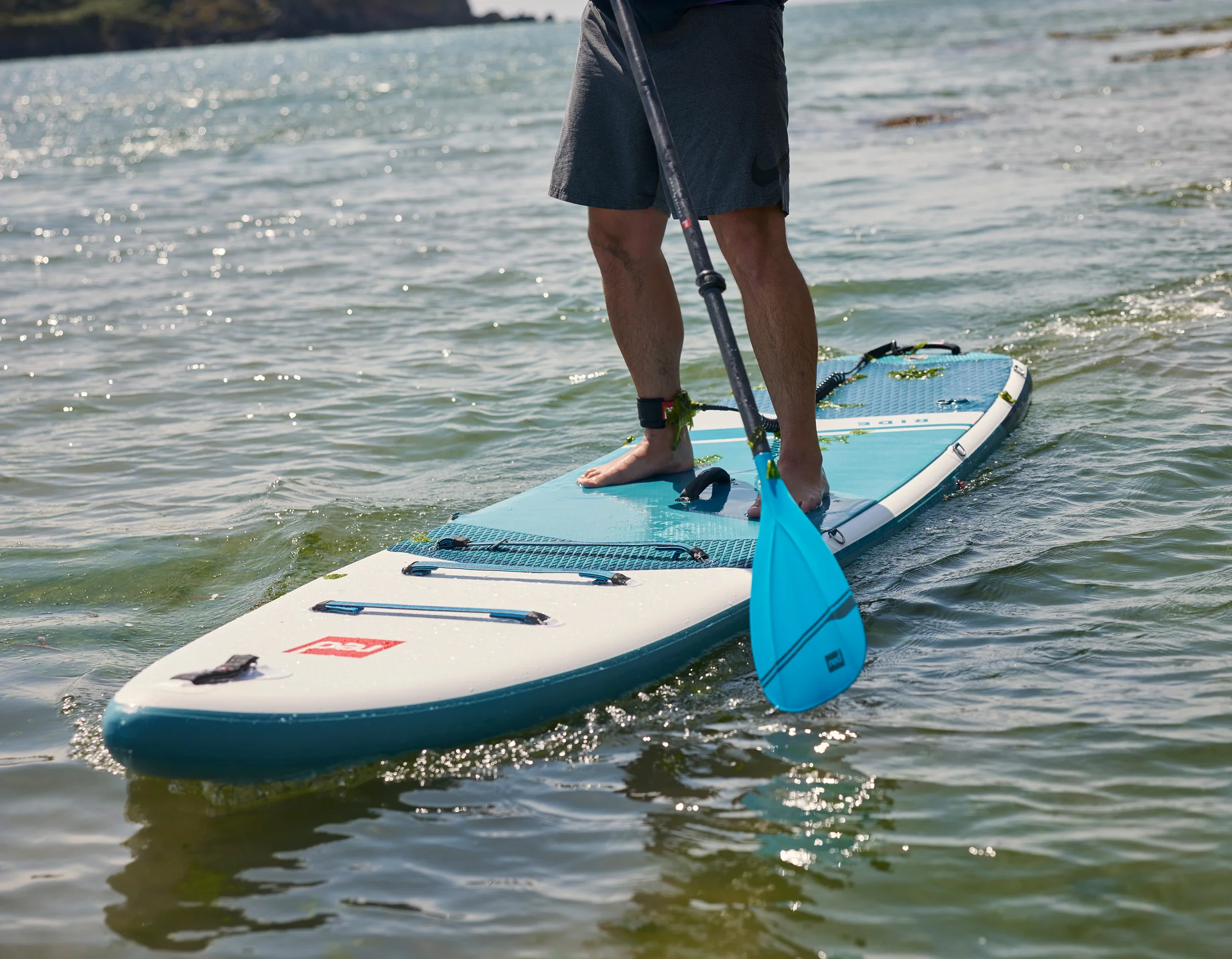 red paddle co Ride 11'6 nose moving through the water