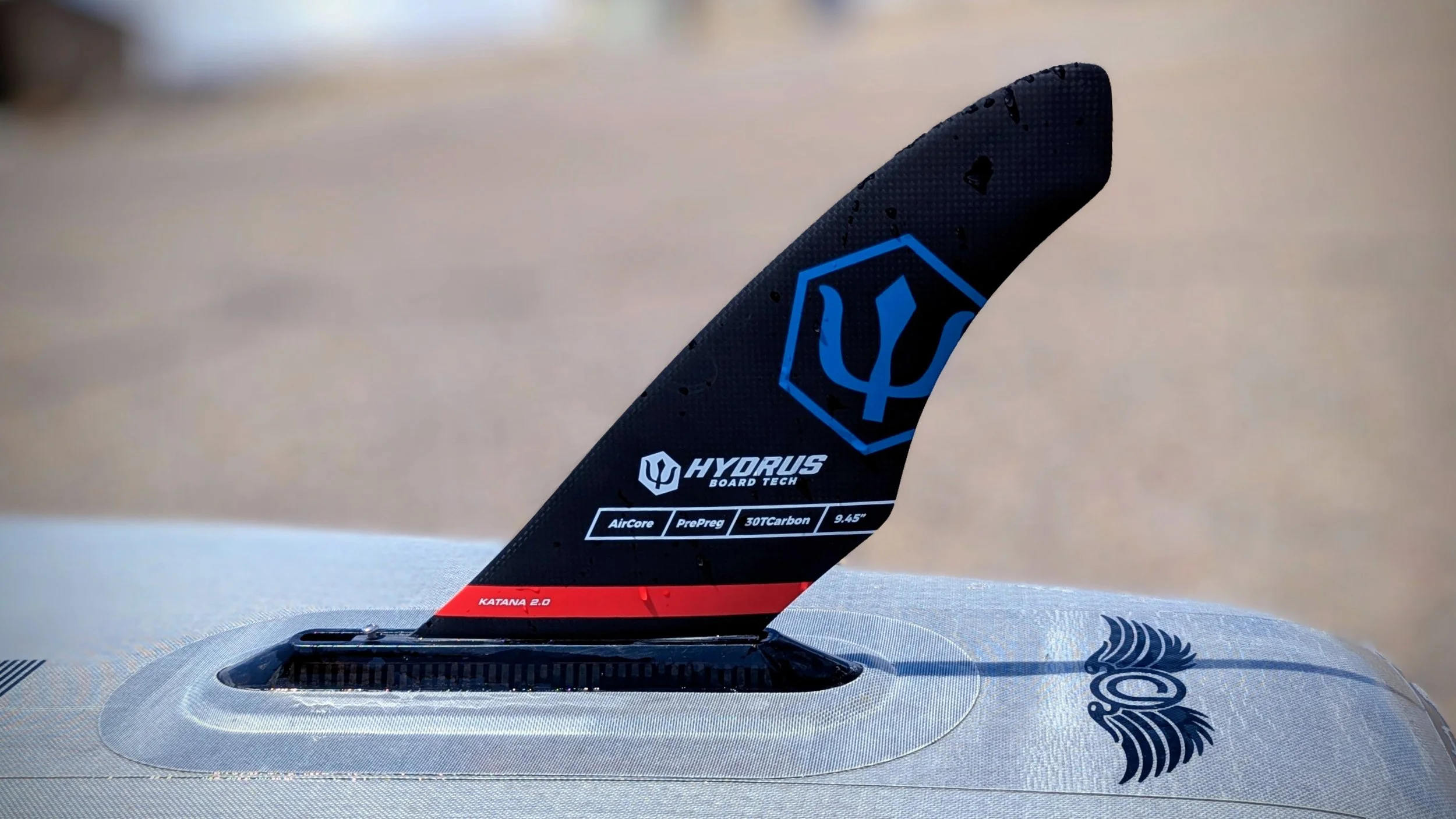 Hydrus Katana Race Fin installed in a fin box.