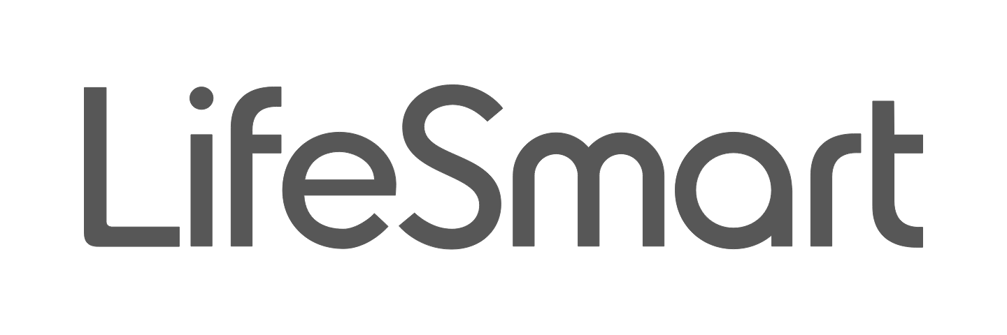 Logotipo con la palabra 'Lifesmart' en letras grandes y en color gris.