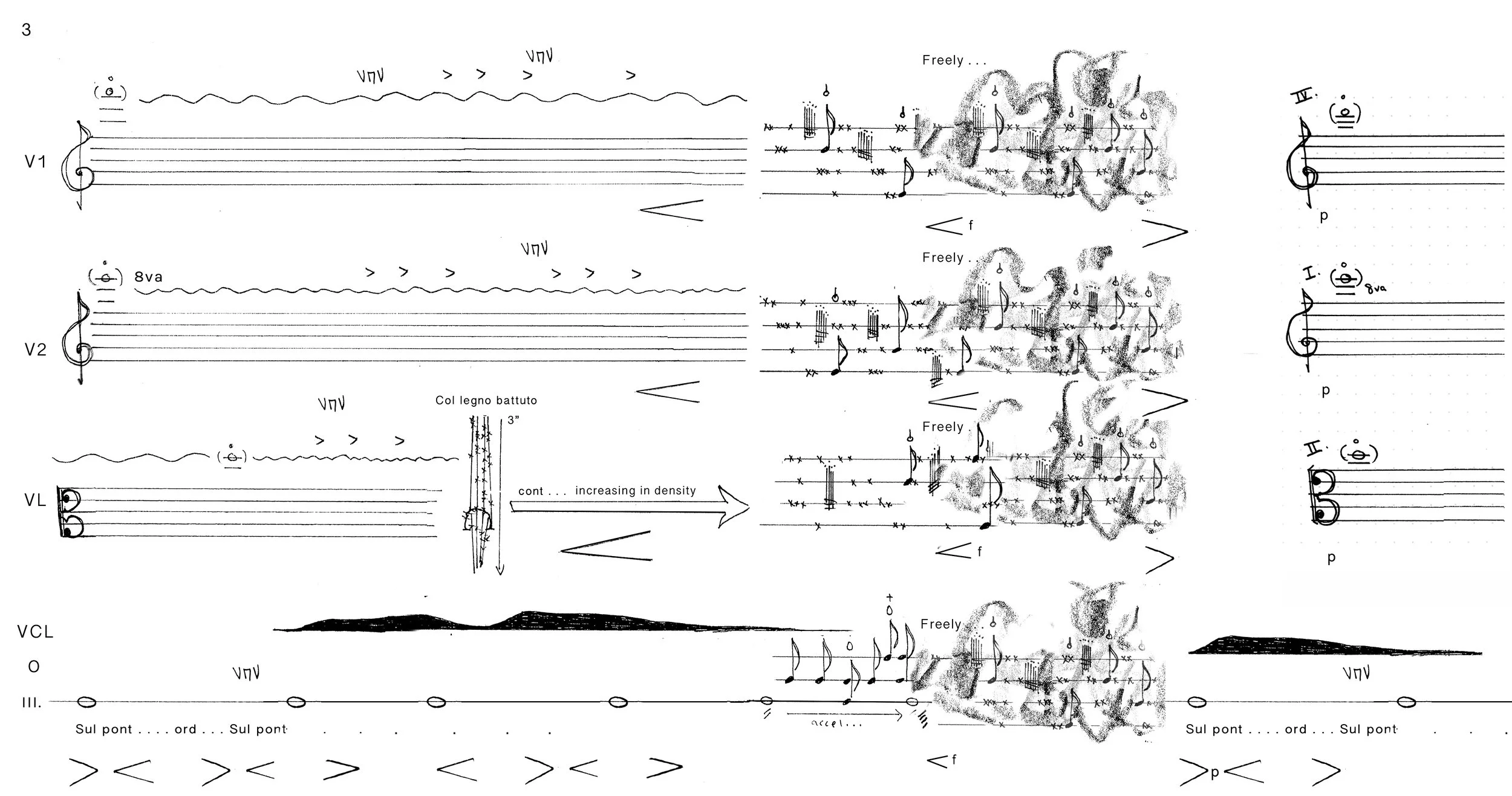 Vapours, for string quartet and electronics. 2021