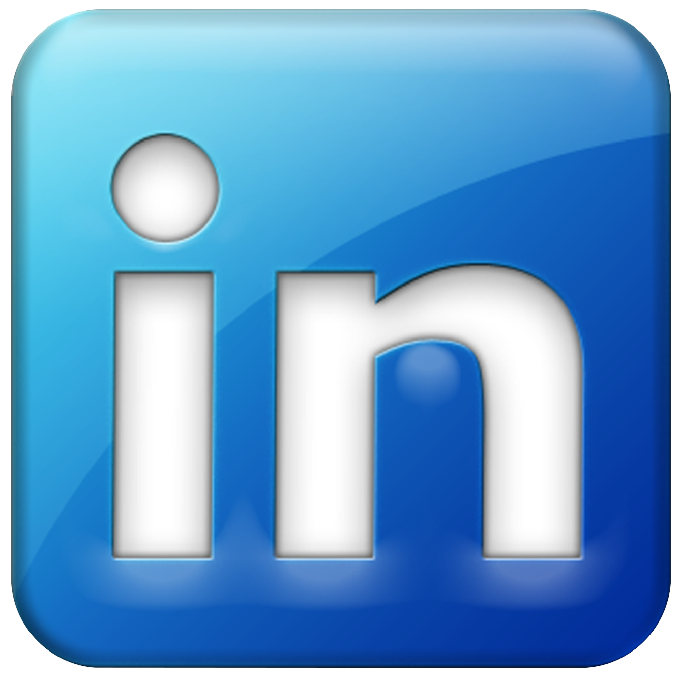 The LinkedIn logo with a blue background.