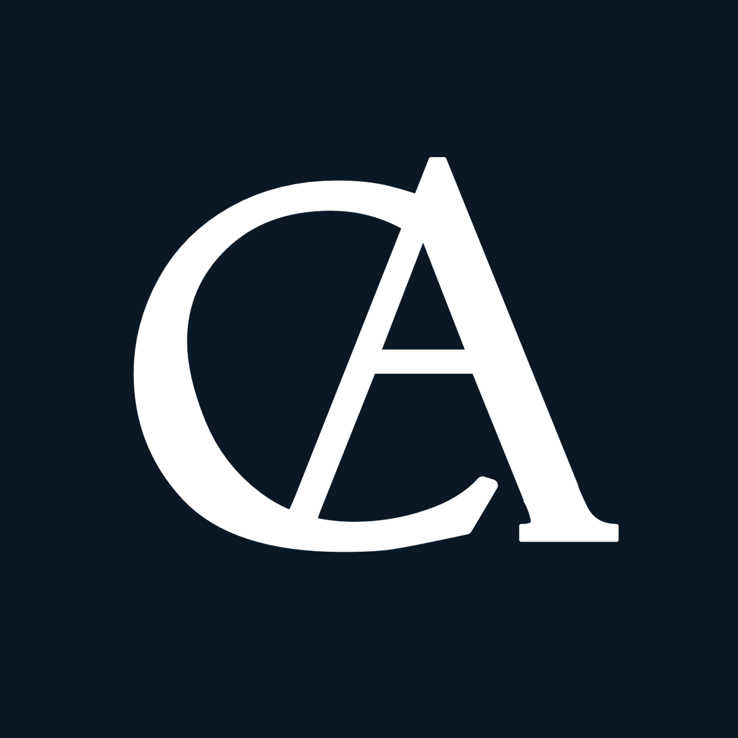 Stylized logo of the letters 'C' and 'A' intertwined, with a dark background.