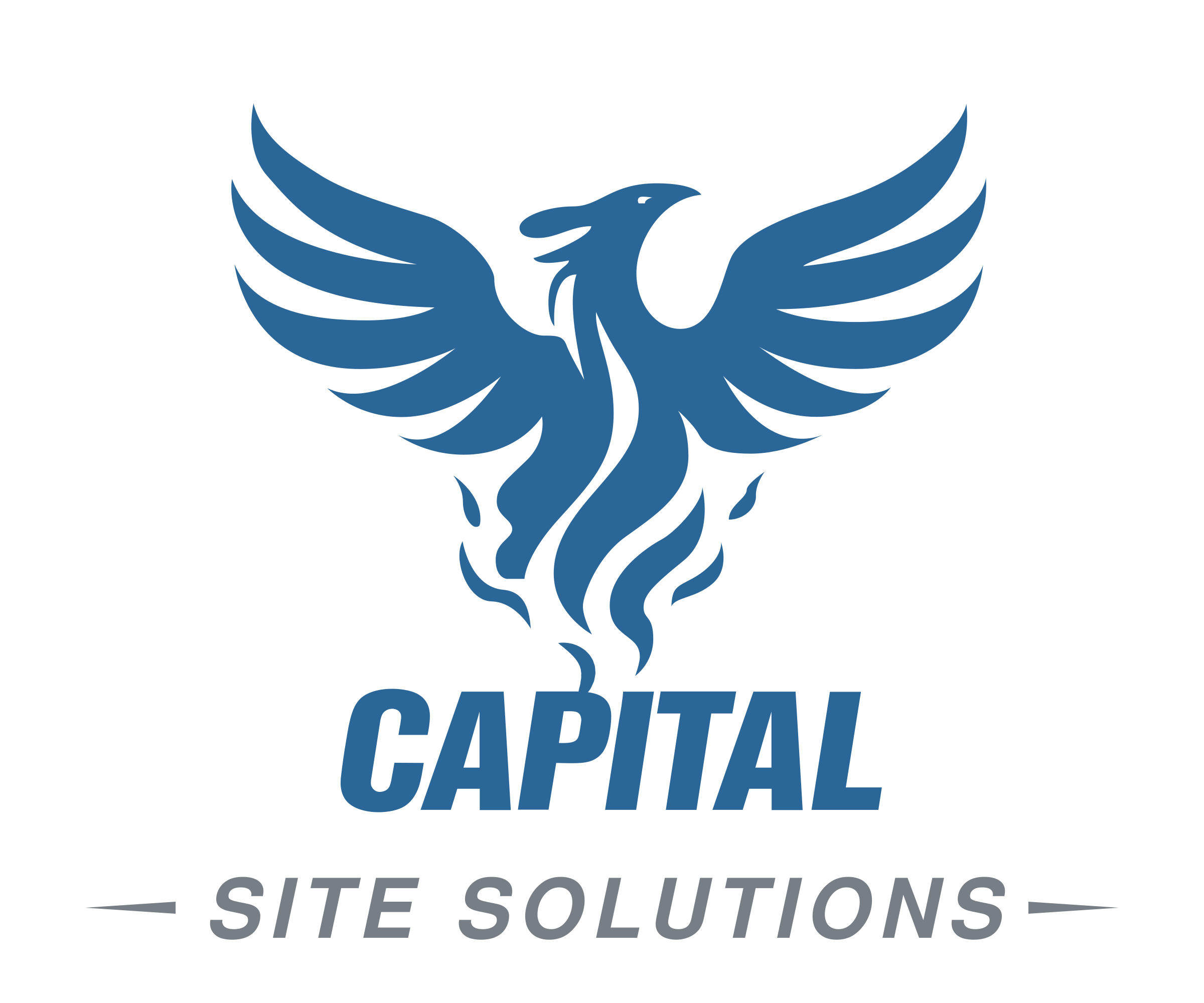 Blue phoenix logo with the words 'CAPITAL', 'SITE SOLUTIONS' and a slogan underneath.