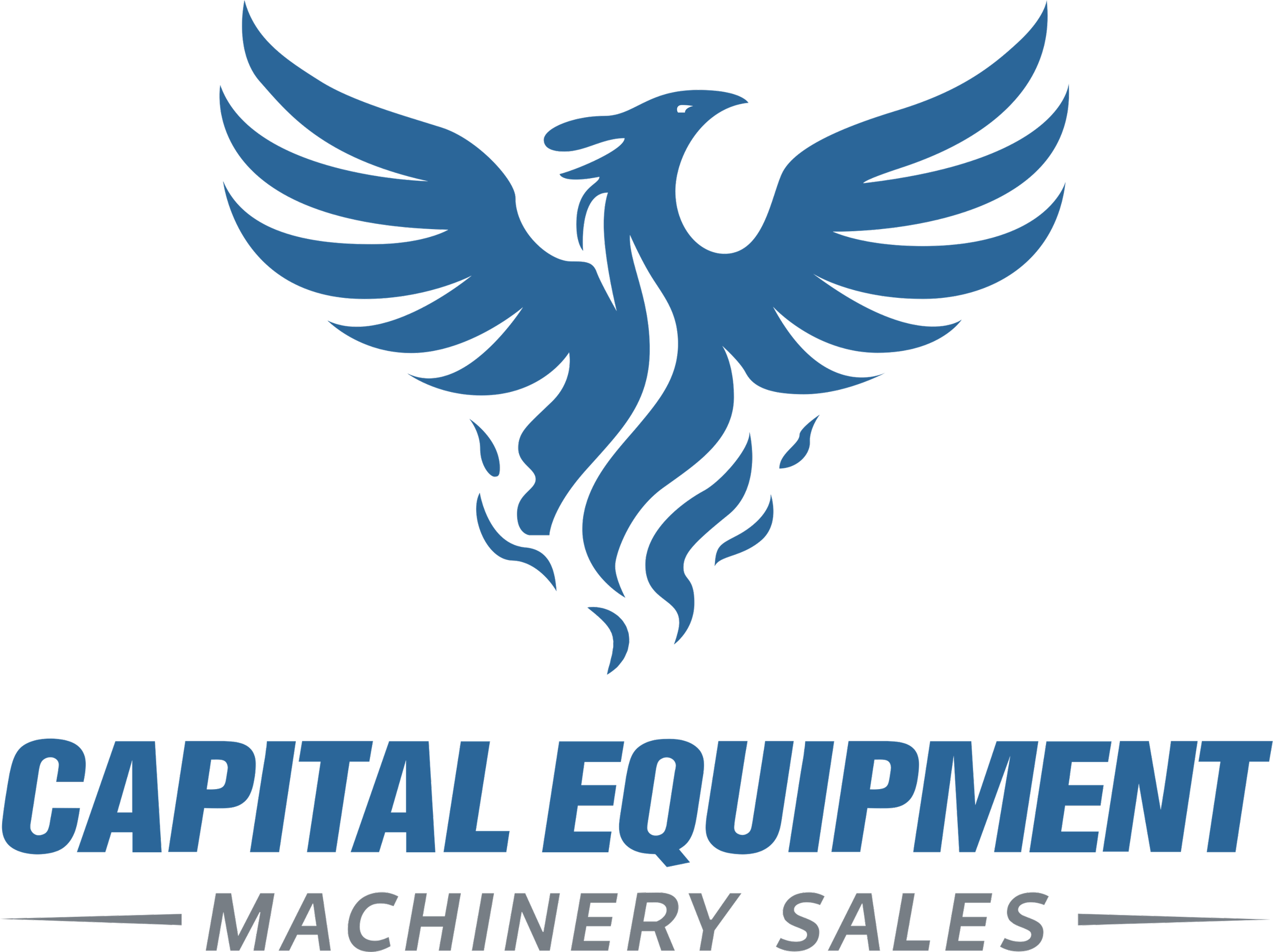 Company logo featuring a stylized blue eagle with wings spread, above the words "CAPITAL EQUIPMENT" in bold blue letters, with additional text "MACHINERY SALES" below.