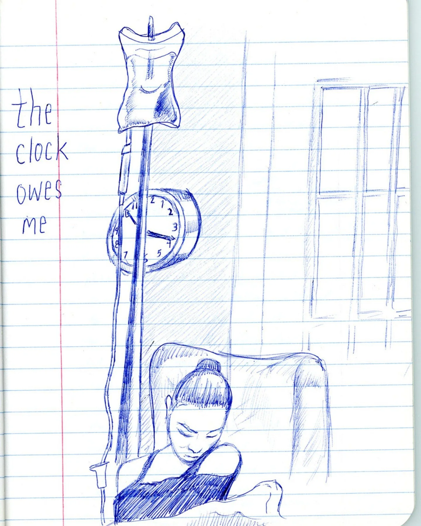 Another creative doodle submission from @stevesavitz

A note from our artist: "Drip Room" is for everyone who has ever had to throw their sunny days in the trash while gambling on a new &ldquo;treatment" in an IV room, THE CLOCK OWES U