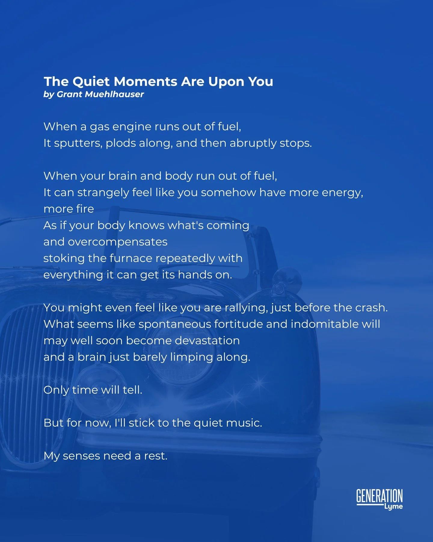A little piece of the Lyme experience, shared by @grantmuehlhauser

Take a moment to read and connect with their poem. And if it resonates, let them know in the comments.