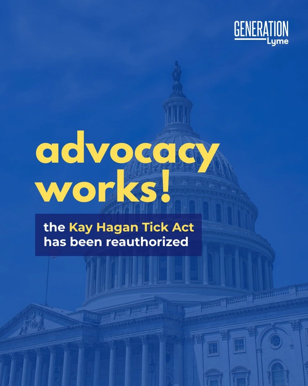 We&rsquo;re thrilled to celebrate an important milestone for the Lyme and tick-borne disease community: the Kay Hagan Tick Reauthorization Act has officially been signed into law!

The Kay Hagan Tick Reauthorization Act keeps important federal progra