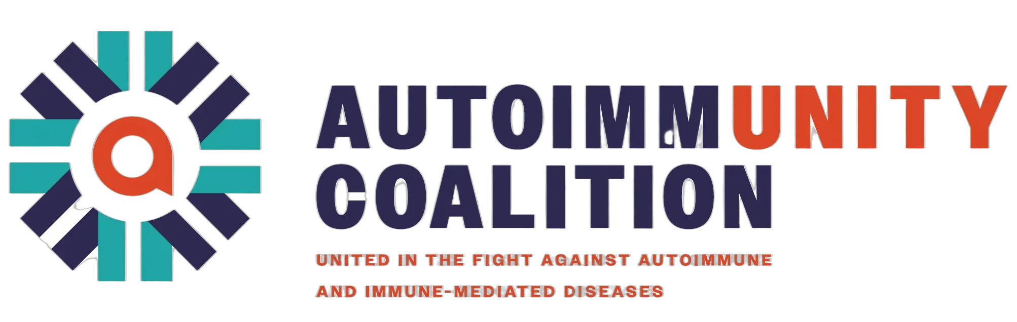Logo of Autoimmune Community Coalition with a circular graphic and bold text in navy and orange. Tagline reads "United in the Fight Against Autoimmune and Immune-Mediated Diseases".
