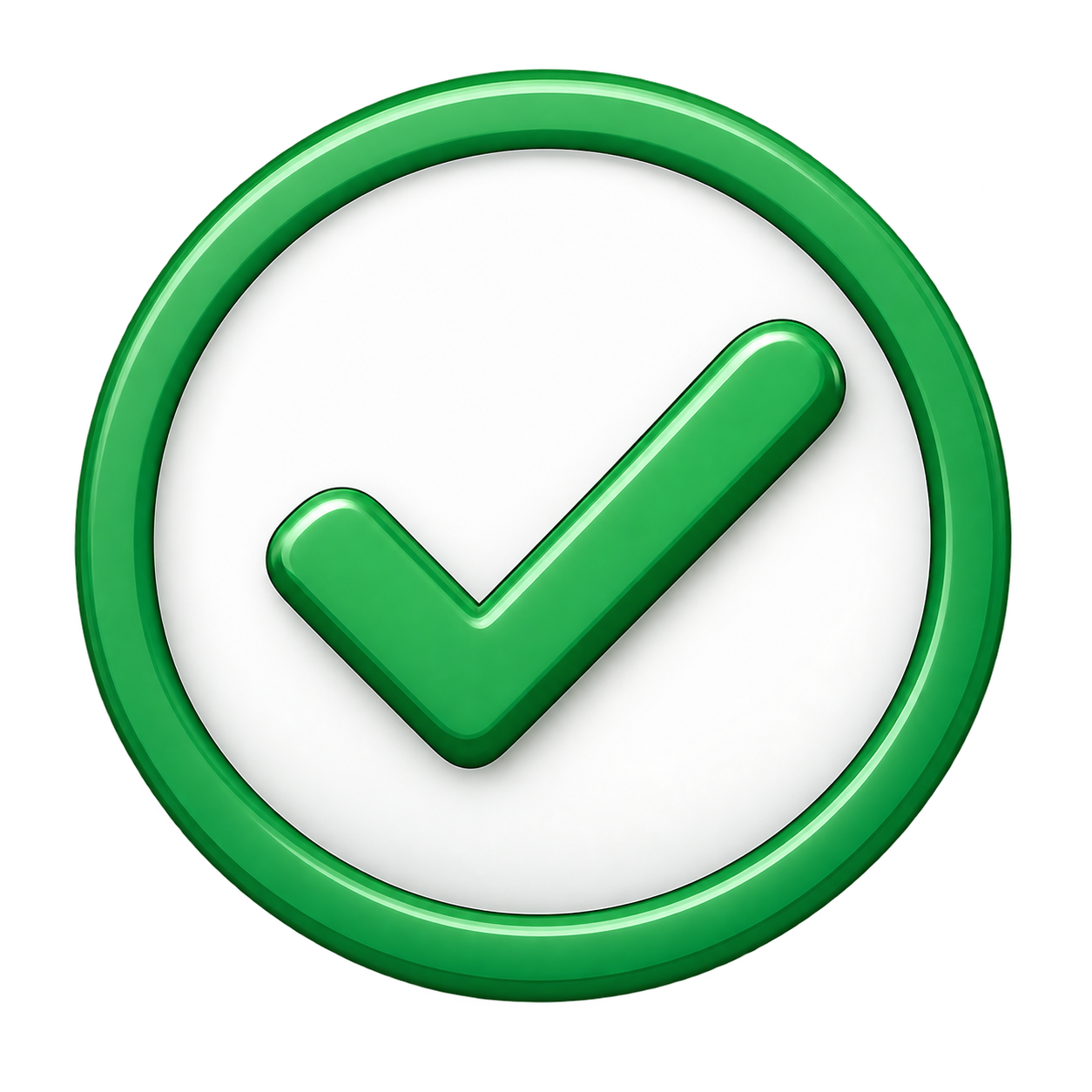 Green checkmark inside a green circle indicating approval or correctness.