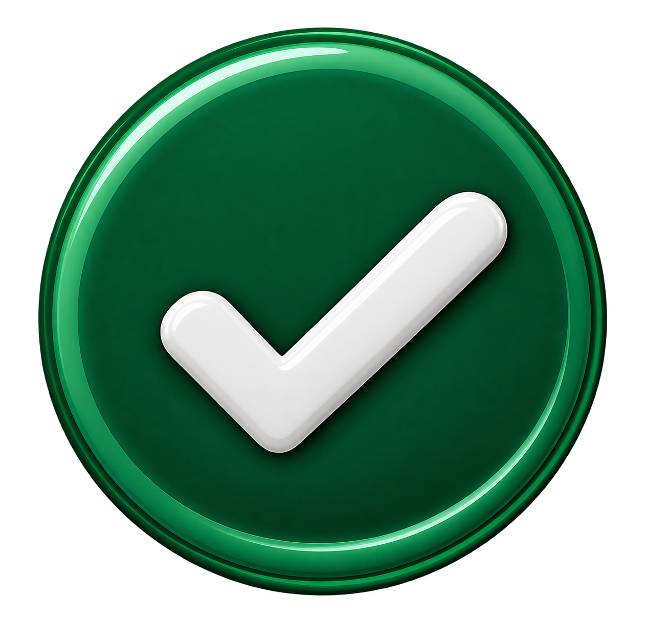 Green circular button with a white checkmark in the center.