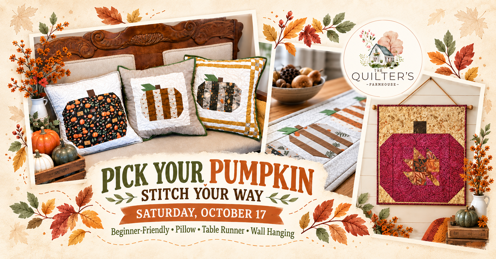 Pick Your Pumpkin - Stitch Your Way:  Oct 17th - 10am - 2pm