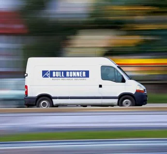 Bull Runner Courier van used for delivery service in Colorado.