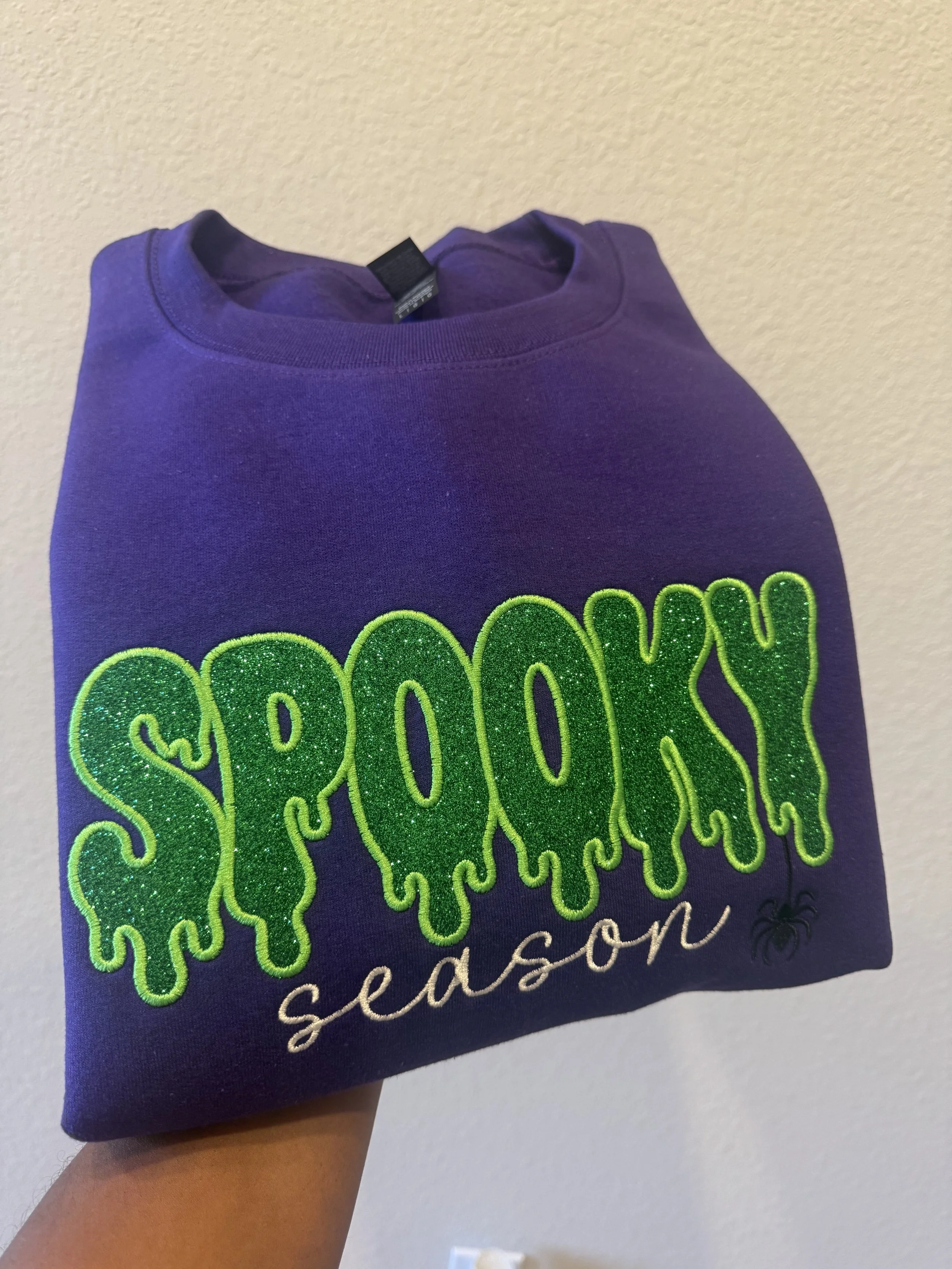 Spooky Season Glitter Drip Appliqué Crewneck sweater