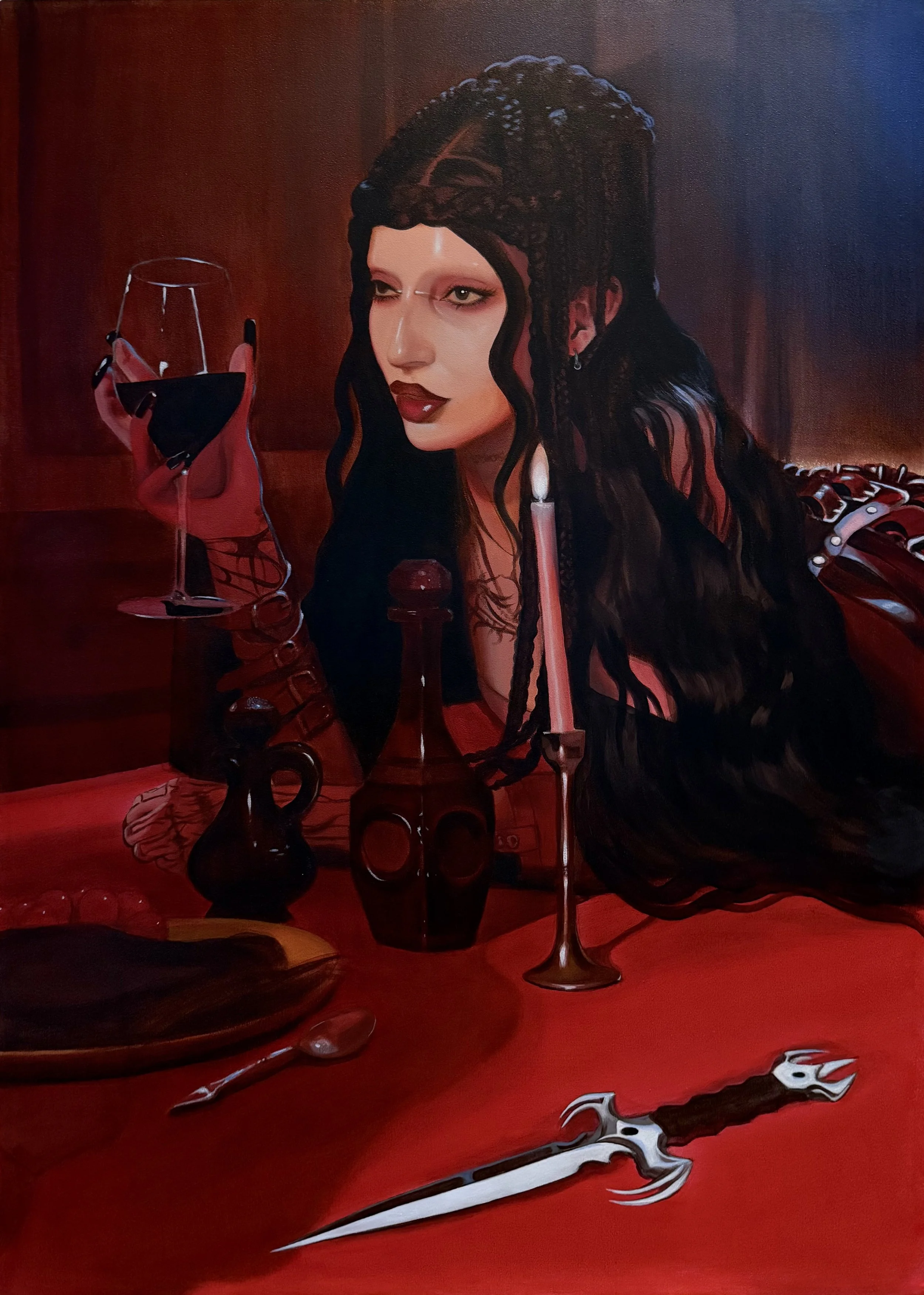 "If It Bleeds" Acrylic on Canvas, 55 x 39 in, 2026
