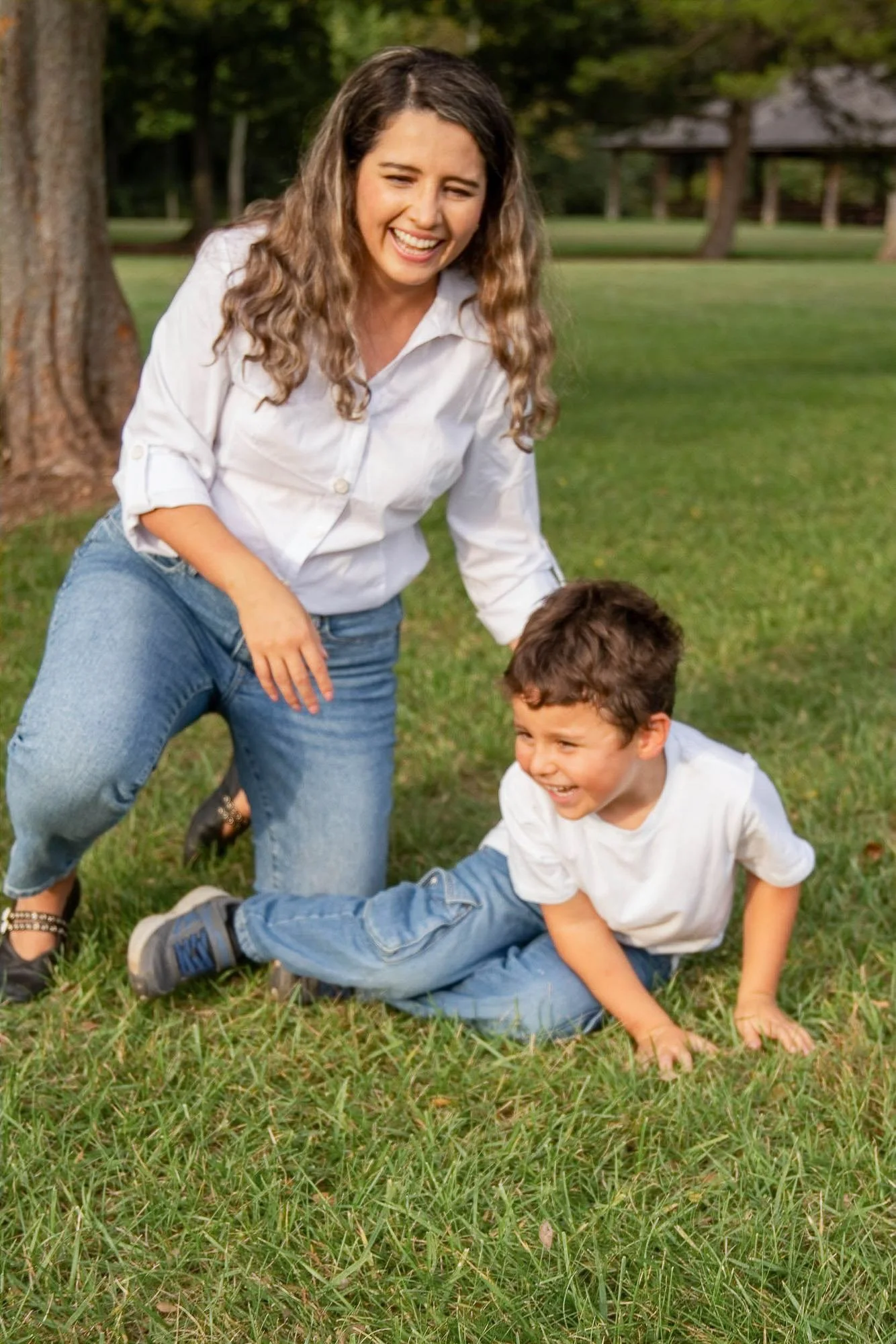 Mom playing with son
