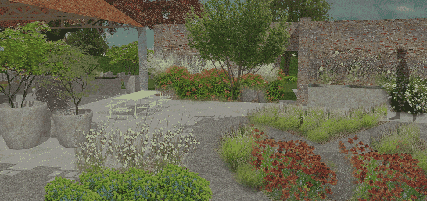 Courtyard dry gravel garden