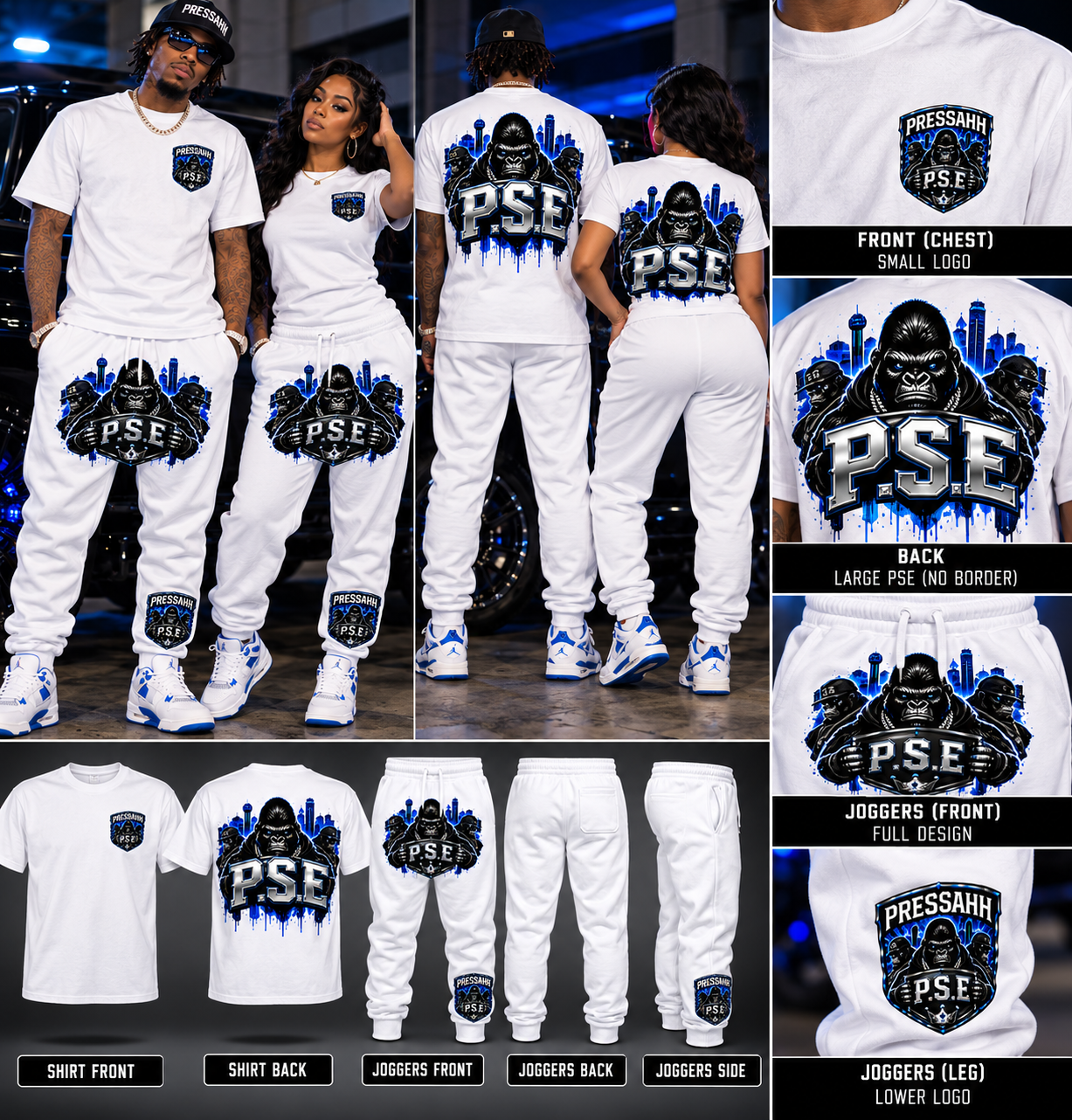 Pressahh Squad Elite (PSE) Signature Gorilla T-Shirt & Jogger Set