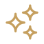 A sparkly, star-shaped icon with a gold color and shining effects.