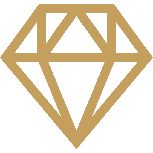 Gold outline of a diamond shape on a black background.