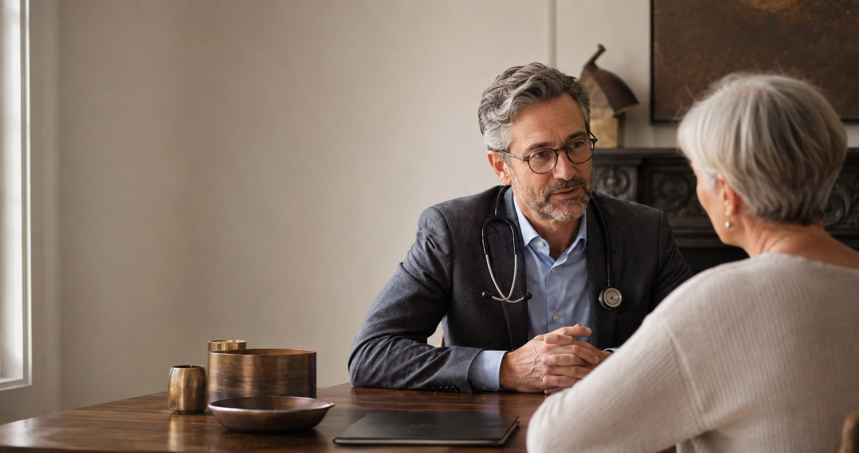 Cardiologist consulting with a patient.