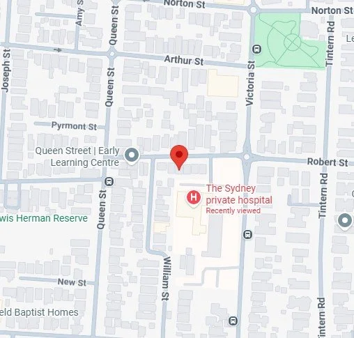 Map showing CARDIA Heart Specialists Clinic in Ashfield, Sydney.