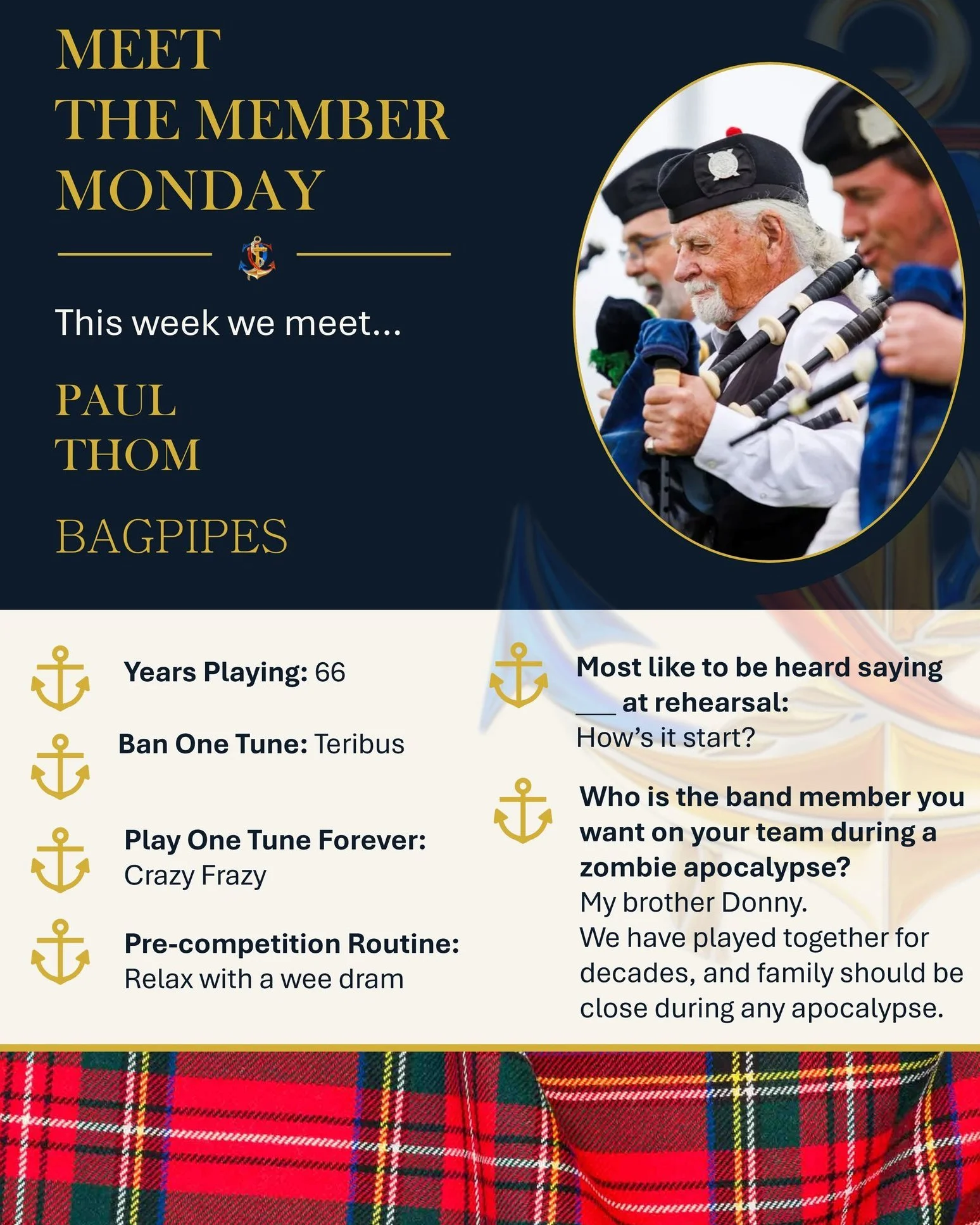 If you caught last Thursday&rsquo;s Behind the Plaid, you may already know Paul as the man casually marching along to a little Dolly Parton like it was written specifically for a pipe band.  Now it&rsquo;s time for the proper introduction!

Meet Paul
