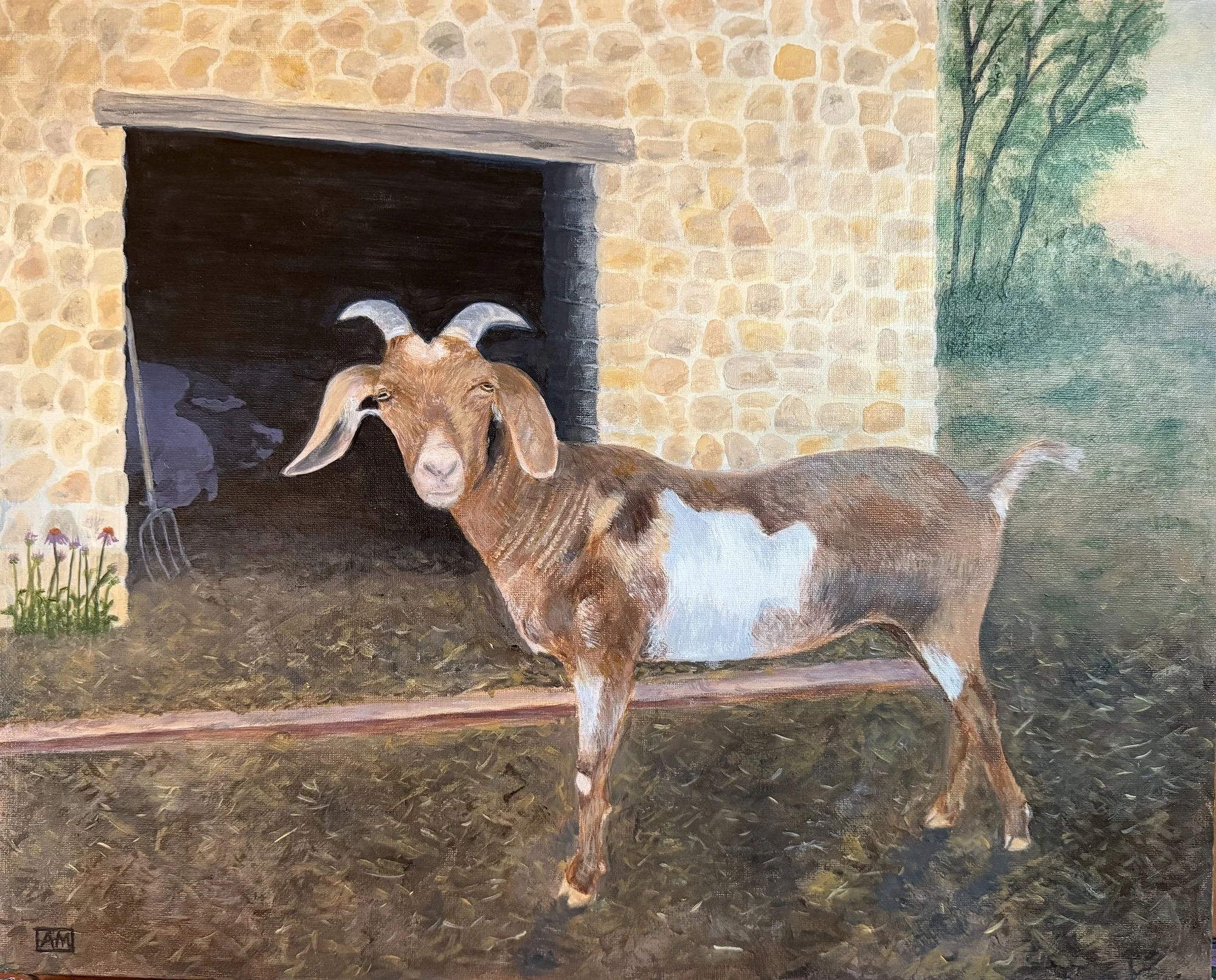 "Ginger and her sow", 18 x 22