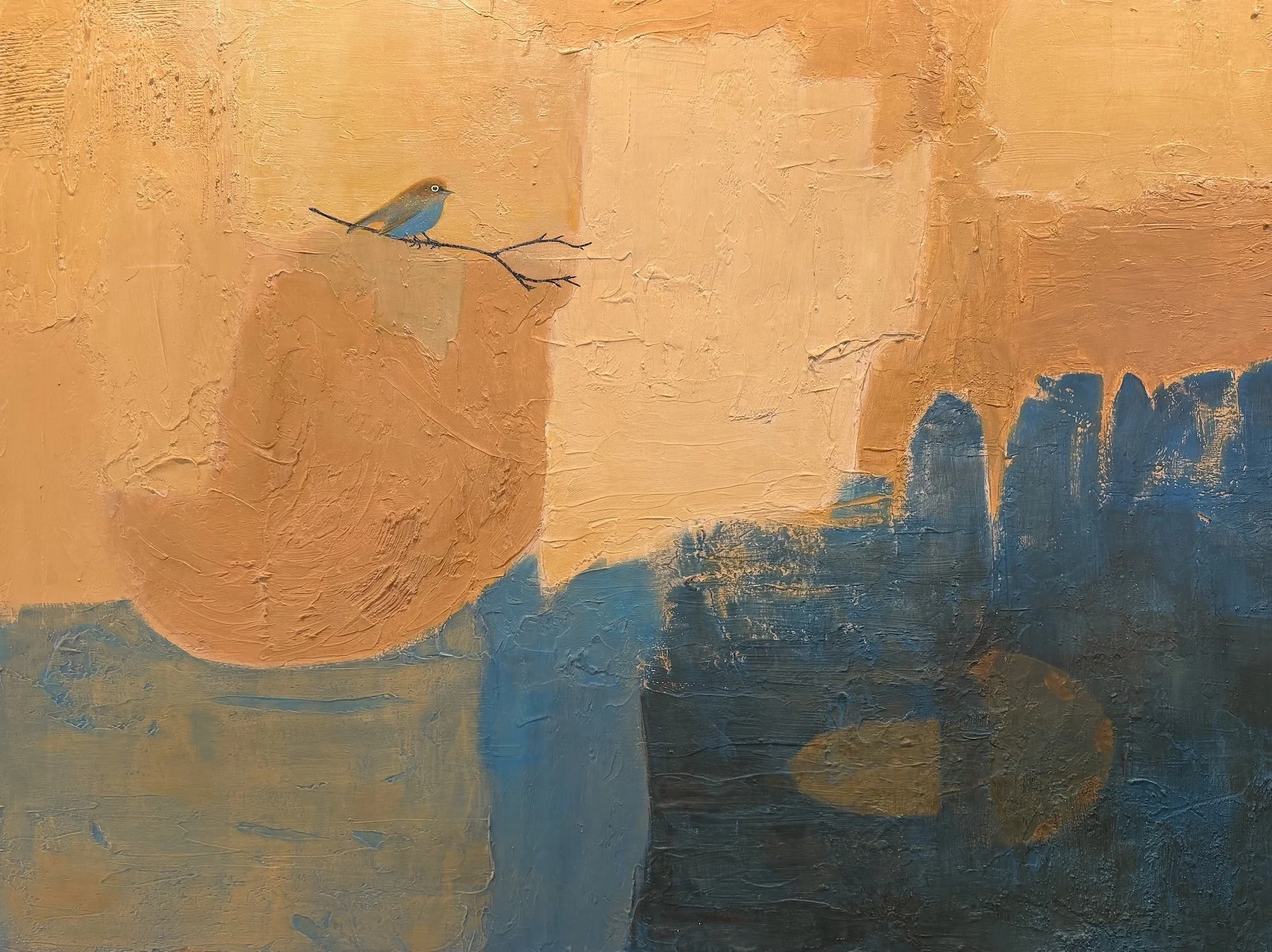 "In Conversation", 2026  Acrylic on wood  36 x 48